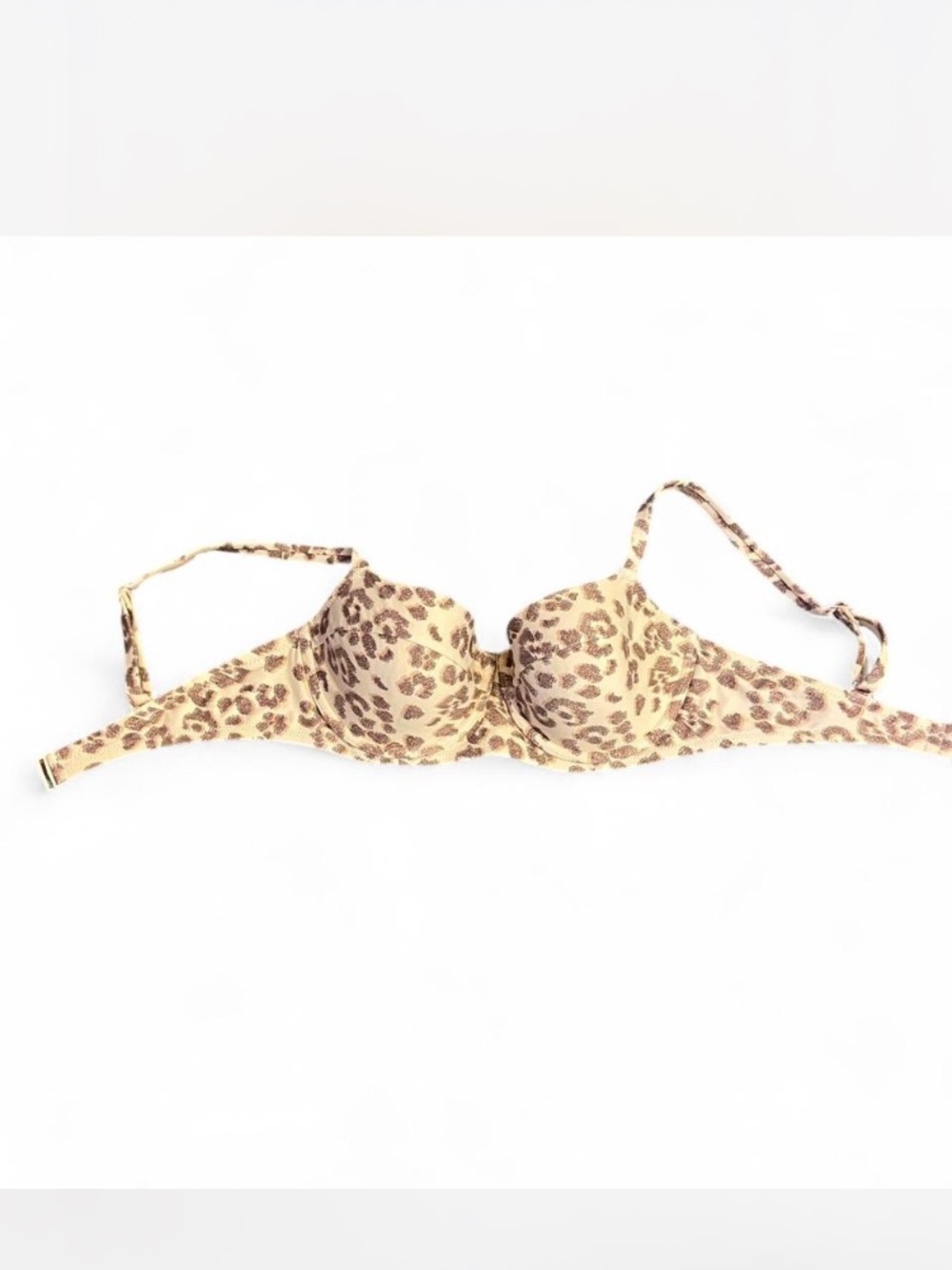 aerie Leopard Print Underwire Bra - Beige and Brown